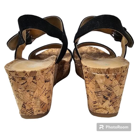 Andrew Geller "Jolene" Black Wedge Sandals 8.5 M - Picture 5 of 9